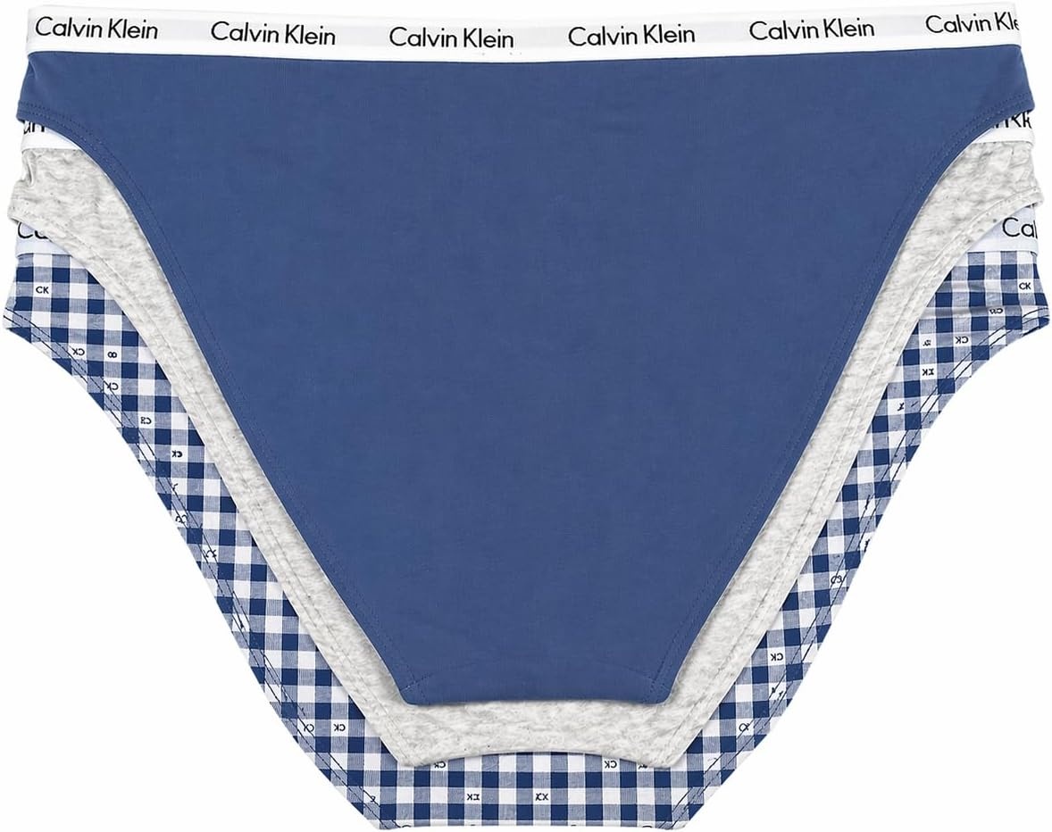 image:imageCalvin Klein Womens Carousel Logo Cotton Stretch Bikini Panties 3 PackBlueGrayBlue Plaid