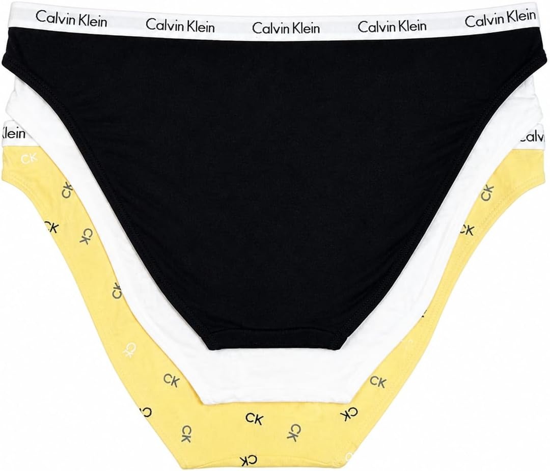image:imageCalvin Klein Womens Carousel Logo Cotton Stretch Bikini Panties 3 PackNavyWhiteYellow