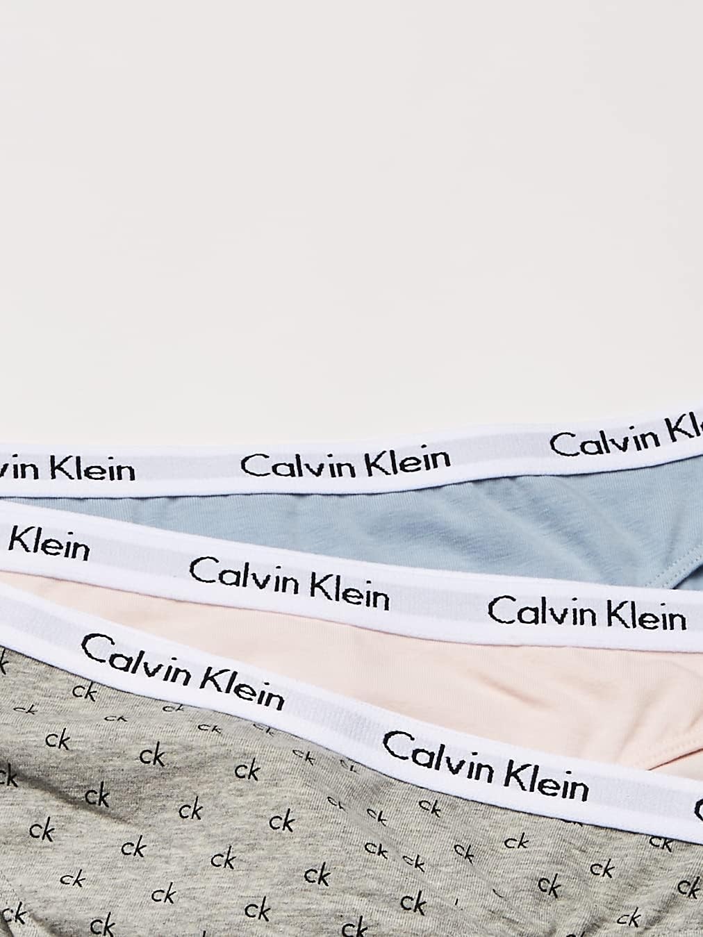 image:imageCalvin Klein Womens Carousel Logo Cotton Stretch Bikini Panties 3 PackNymphs ThighBlue FogAllover Mini Ckgrey Heather