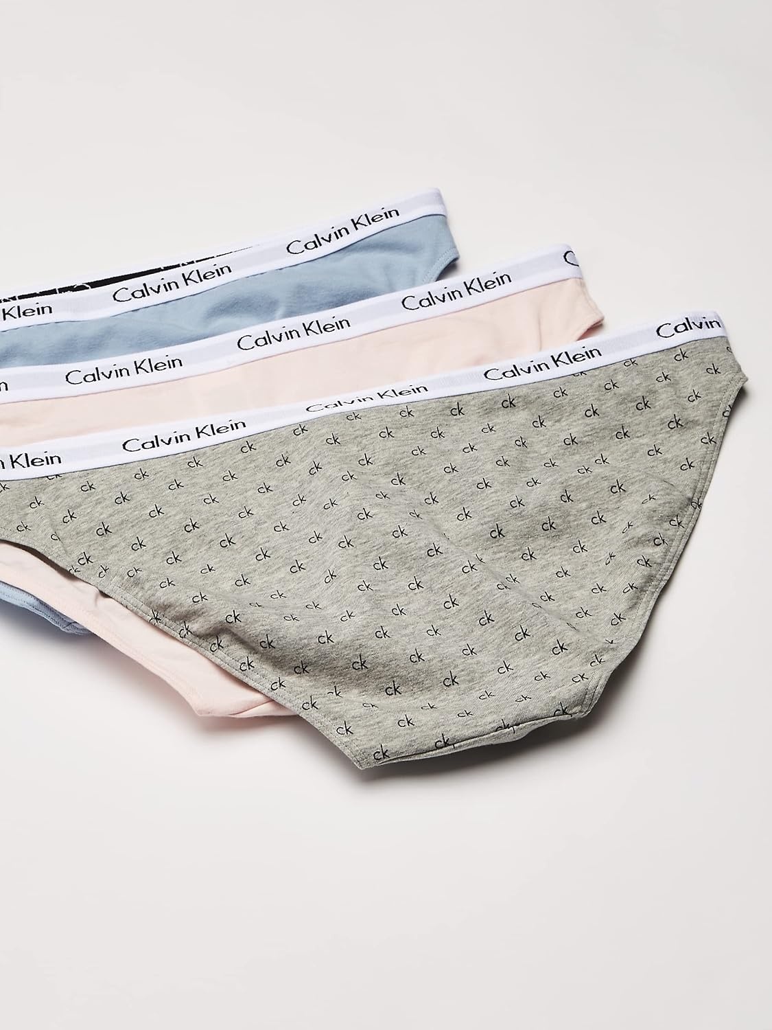 image:imageCalvin Klein Womens Carousel Logo Cotton Stretch Bikini Panties 3 PackNymphs ThighBlue FogAllover Mini Ckgrey Heather
