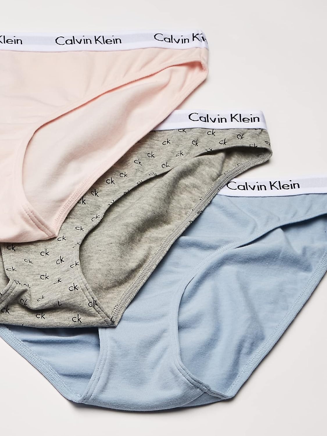 image:imageCalvin Klein Womens Carousel Logo Cotton Stretch Bikini Panties 3 PackNymphs ThighBlue FogAllover Mini Ckgrey Heather