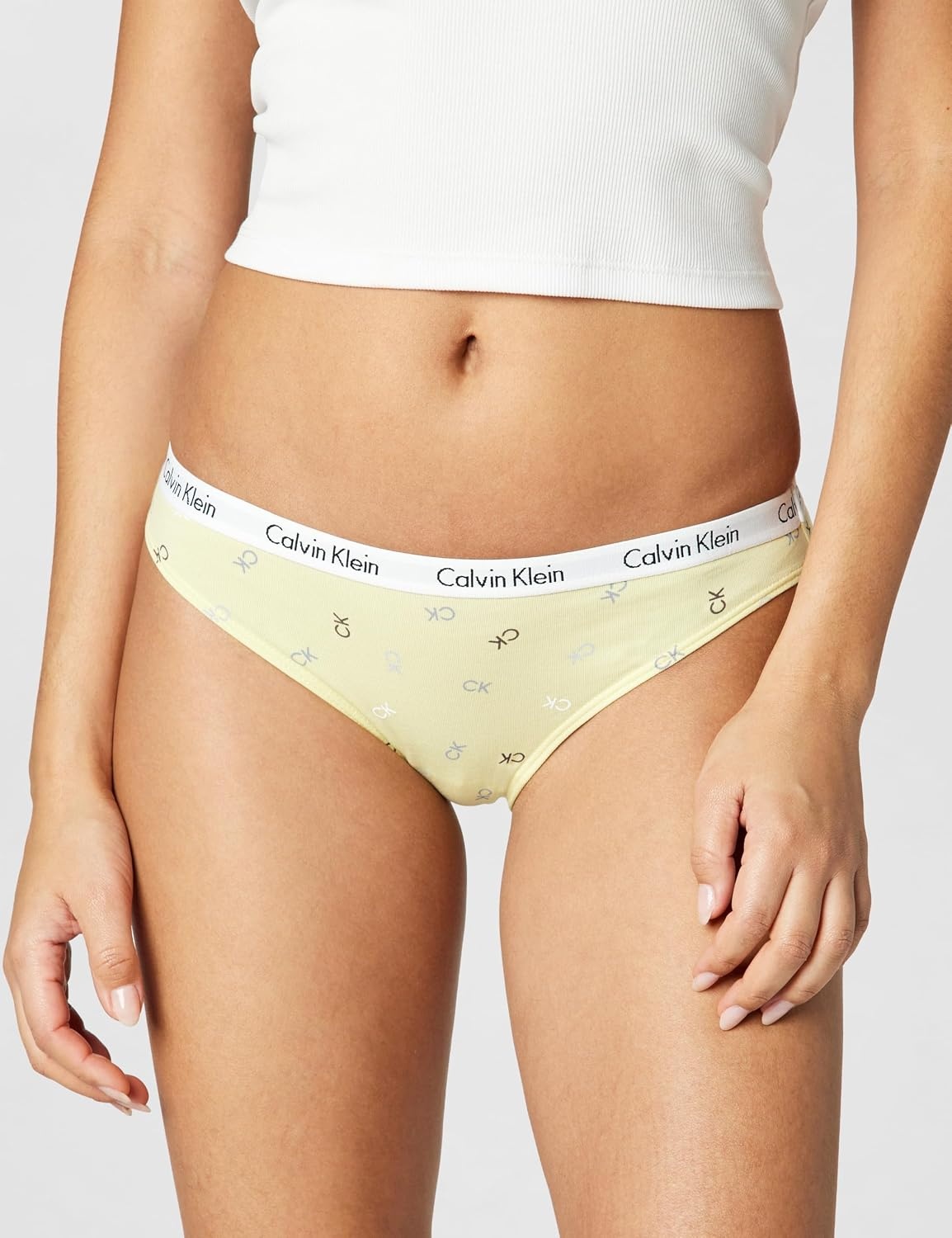 image:imageCalvin Klein Womens Carousel Logo Cotton Stretch Bikini Panties 3 PackShorelineWhiteLarge Scatter Ck French Vanilla