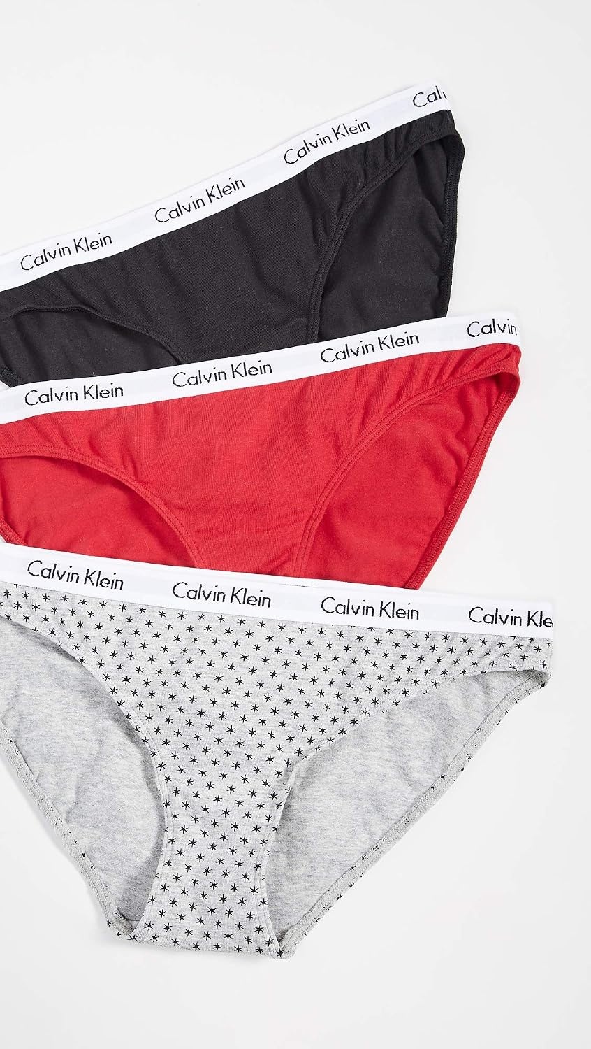 image:imageCalvin Klein Womens Carousel Logo Cotton Stretch Bikini Panties 3 PackTemperBlackTwinkle Star