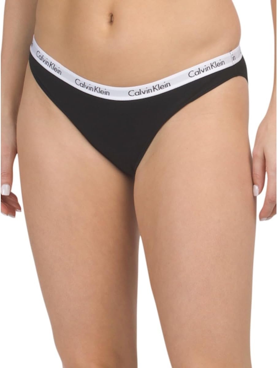 image:imageCalvin Klein Womens Carousel Logo Cotton Stretch Bikini Panties 3 PackWhite With Black Hearts