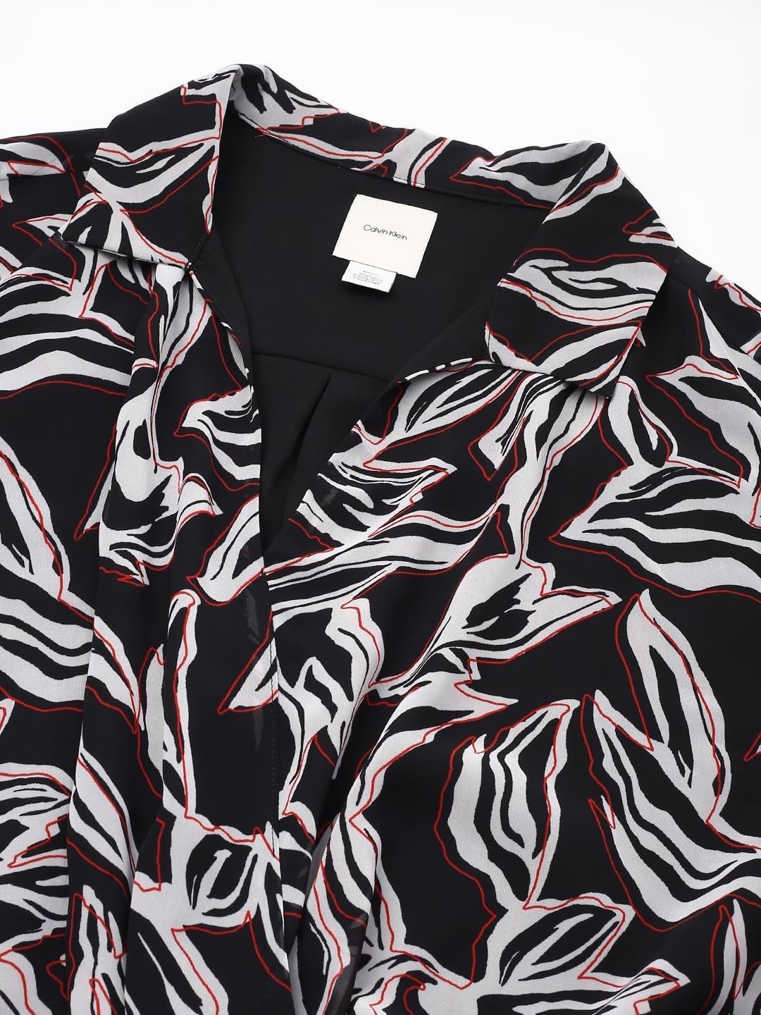image:imageCalvin Klein Womens Chiffon Printed Wrap TopBlack