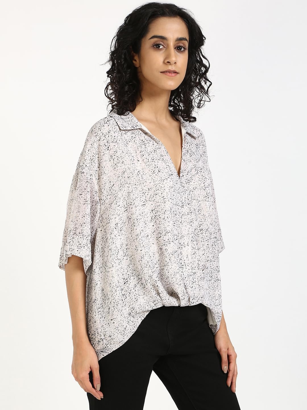 image:imageCalvin Klein Womens Chiffon Printed Wrap TopWhite