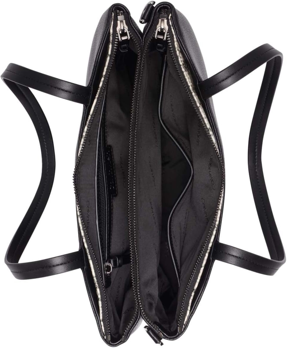 image:imageCalvin Klein Womens Chrome Organizational 2 in 1 Tote OrganizationalBlackWhite