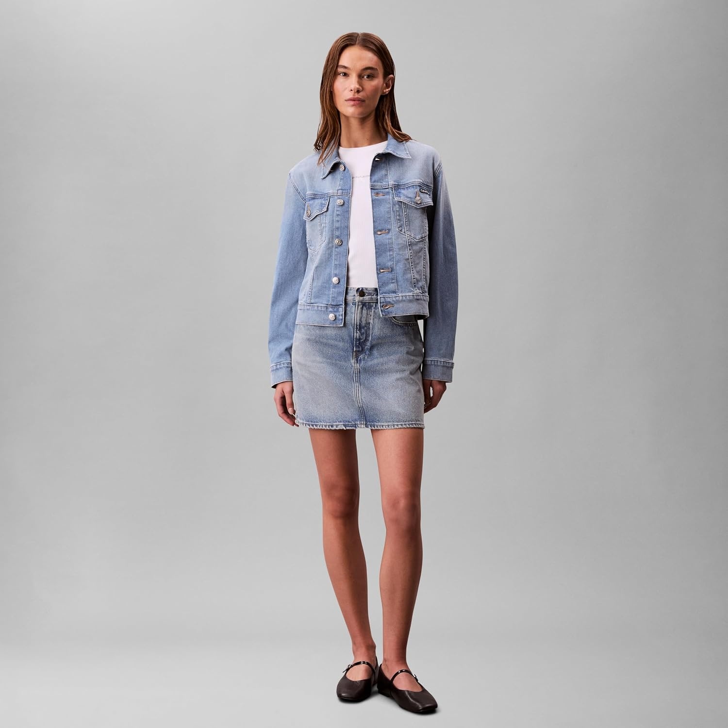 image:imageCalvin Klein Womens Classic Denim Trucker JacketLight Bay