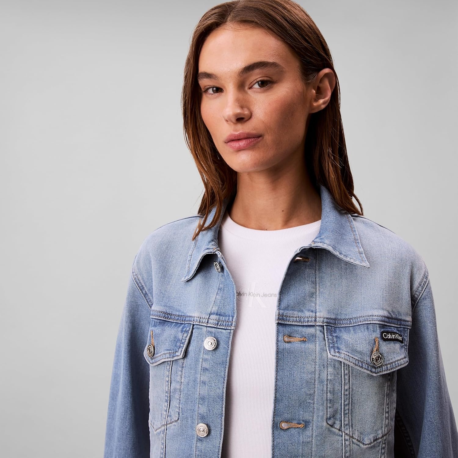 image:imageCalvin Klein Womens Classic Denim Trucker JacketLight Bay