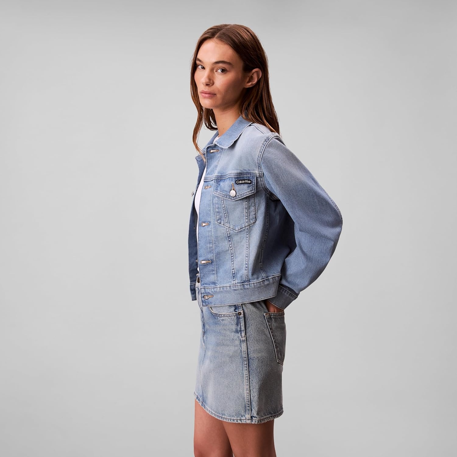 image:imageCalvin Klein Womens Classic Denim Trucker JacketLight Bay