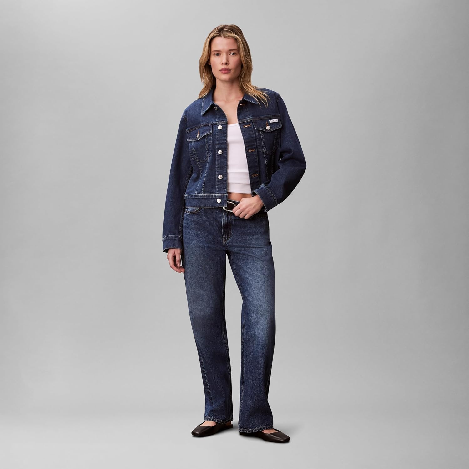 image:imageCalvin Klein Womens Classic Denim Trucker JacketStorm Blue