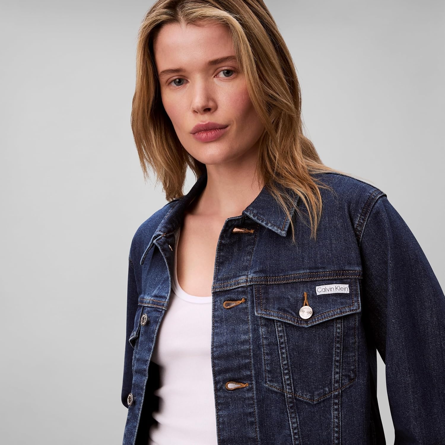 image:imageCalvin Klein Womens Classic Denim Trucker JacketStorm Blue
