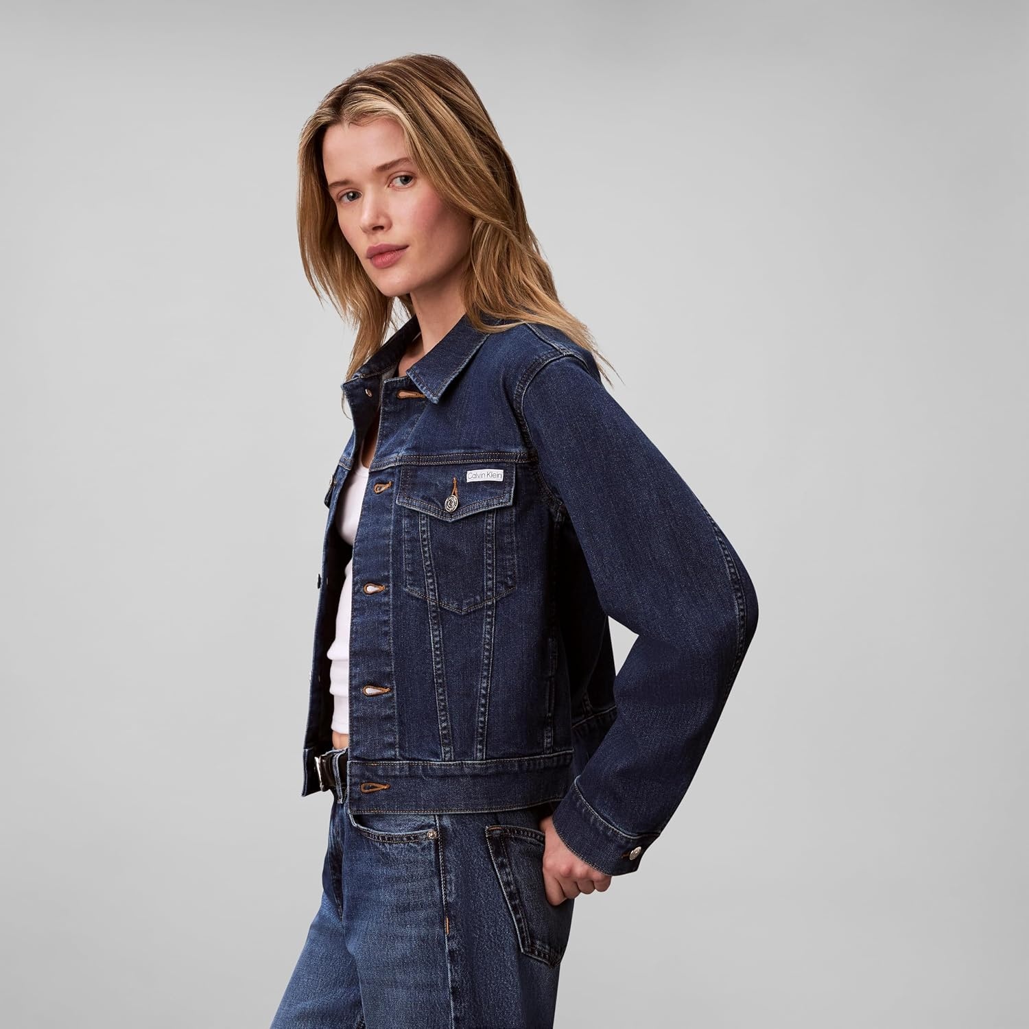 image:imageCalvin Klein Womens Classic Denim Trucker JacketStorm Blue