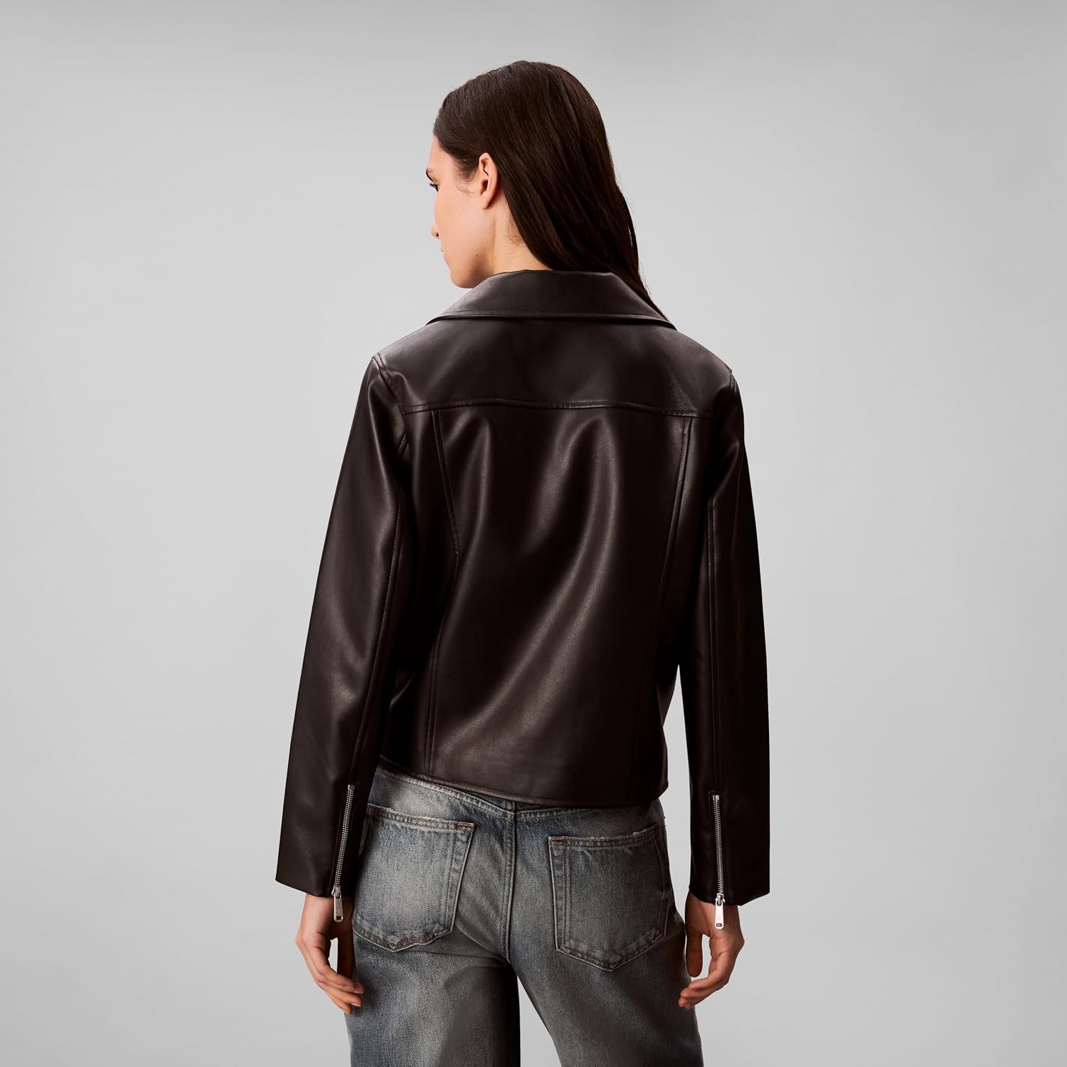 image:imageCalvin Klein Womens Classic Leather JacketBlack
