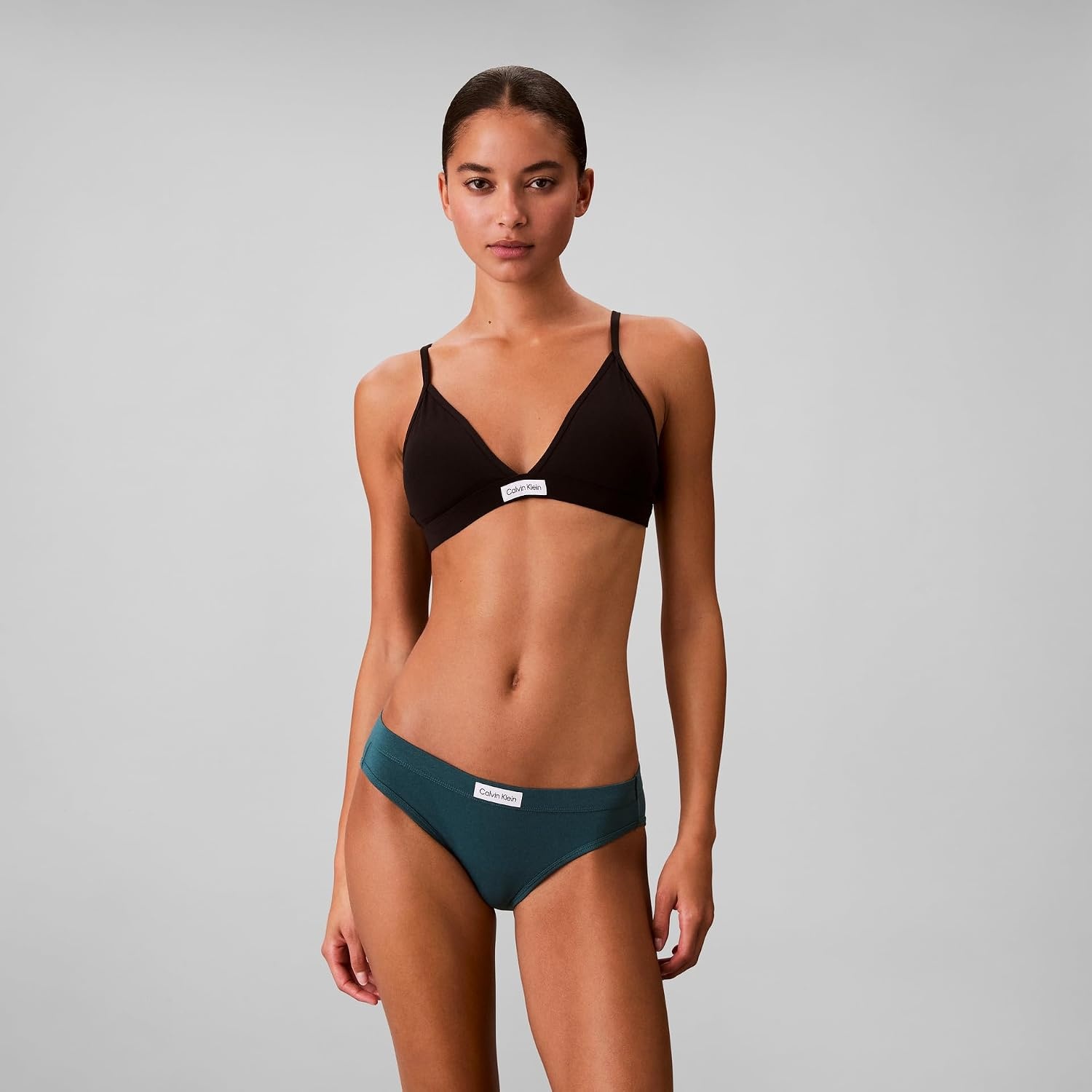 image:imageCalvin Klein Womens Comfort Logo Cotton Stretch Bikini Panties 3 PackBlackChalkAtlantic Deep