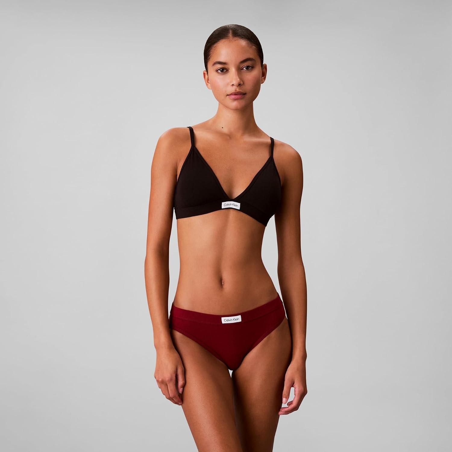 image:imageCalvin Klein Womens Comfort Logo Cotton Stretch Bikini Panties 3 PackBlackFresh TaupeFall Berry