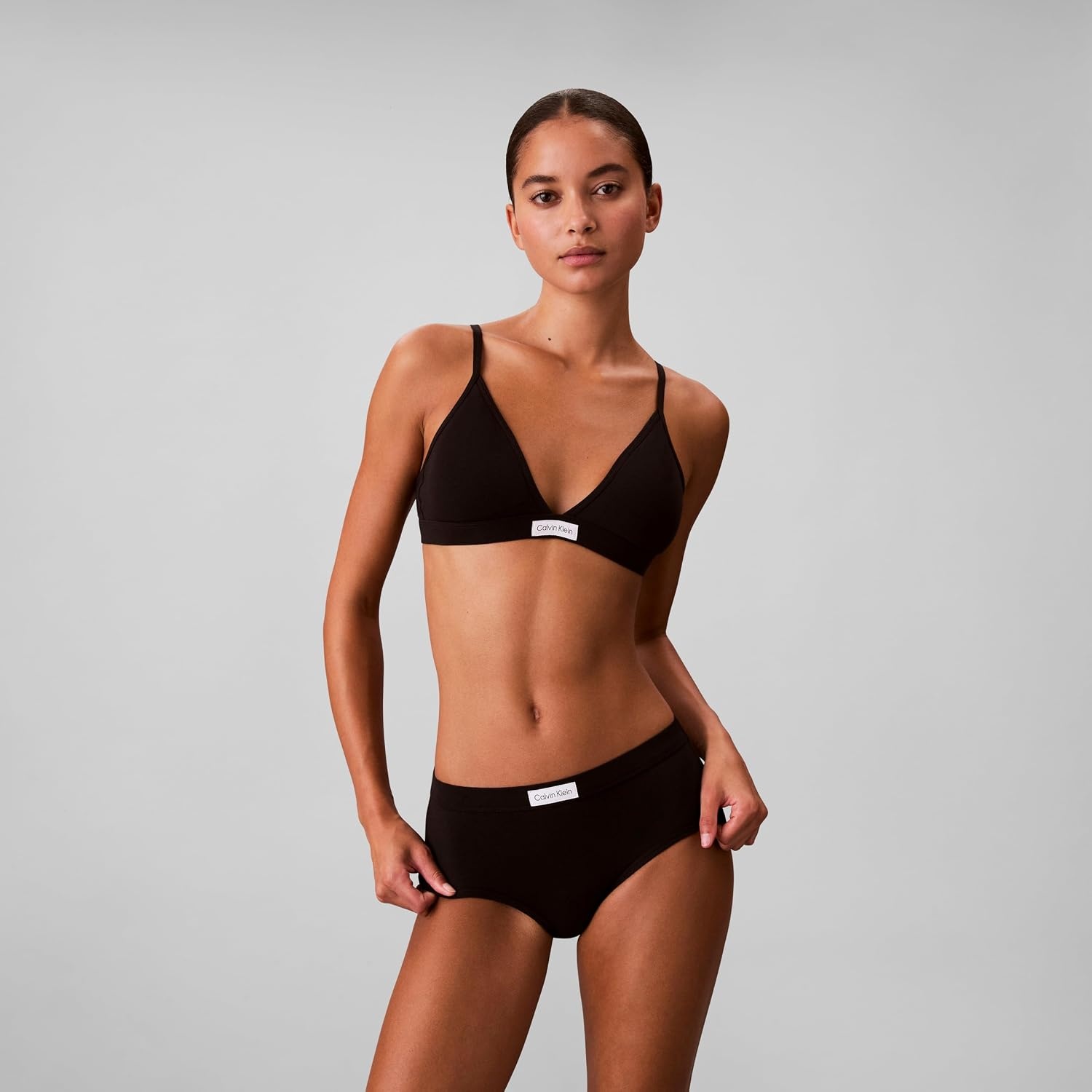 image:imageCalvin Klein Womens Comfort Logo Cotton Stretch Modern Brief Panties 3 PackBlackChalkAtlantic Deep