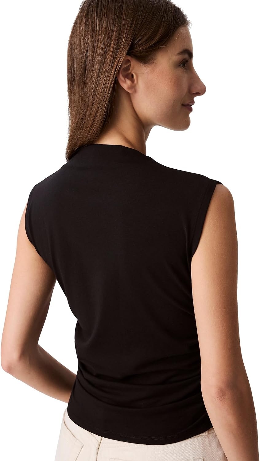 image:imageCalvin Klein Womens Cotton Jersey Mock Neck TopBlack