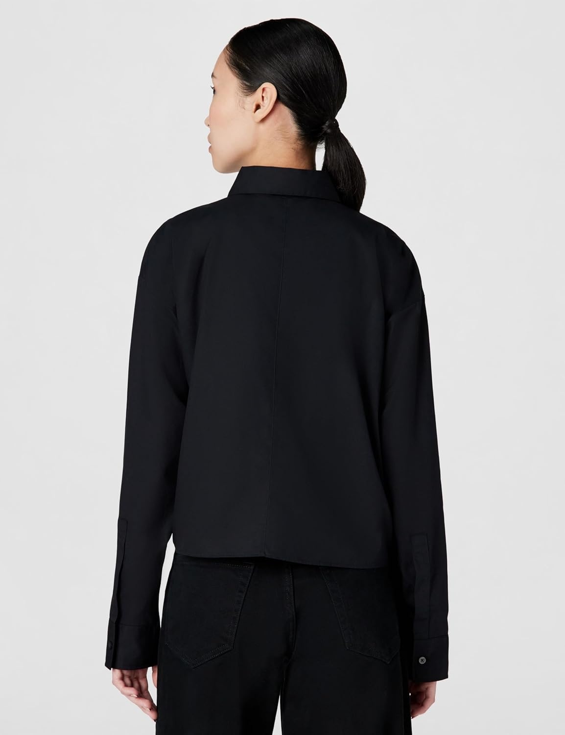 image:imageCalvin Klein Womens Cotton Poplin Cropped ShirtBlack