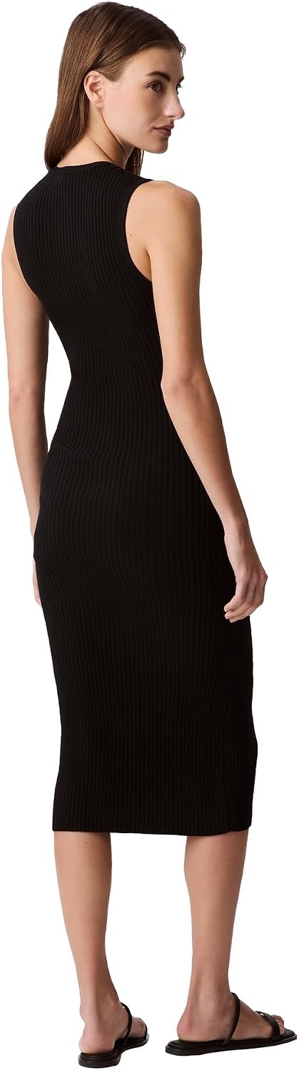 image:imageCalvin Klein Womens Cotton Rib VNeck Polo DressBlack