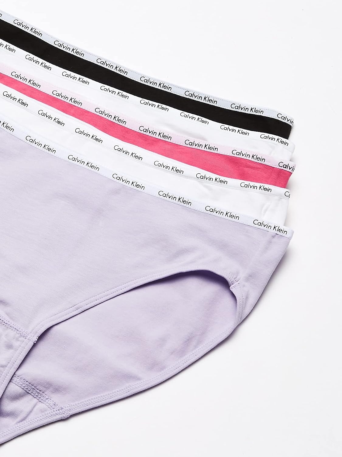 image:imageCalvin Klein Womens Cotton Stretch Logo Bikini Panties MultipackWhiteBlackLovelyElectric Pink