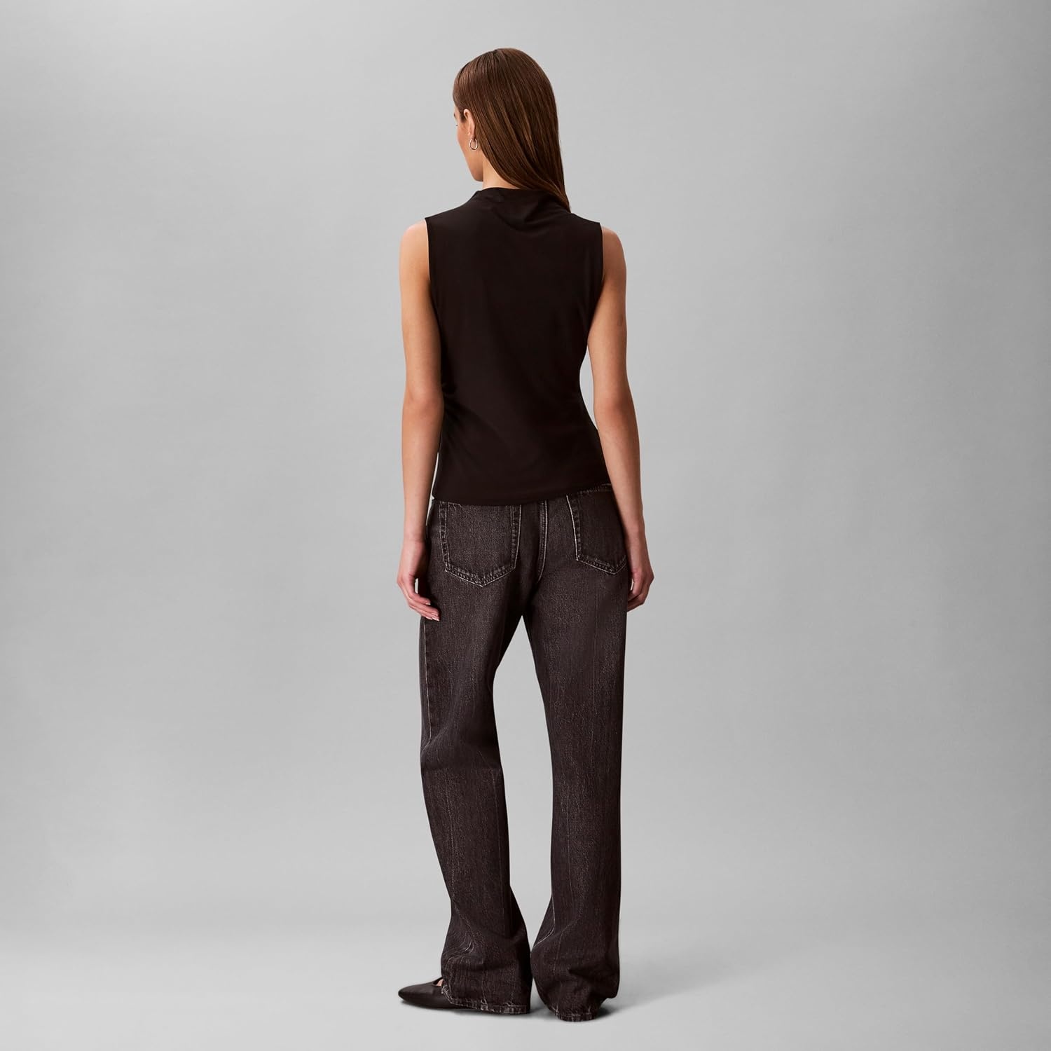 image:imageCalvin Klein Womens Crepe Mock Neck TopBlack