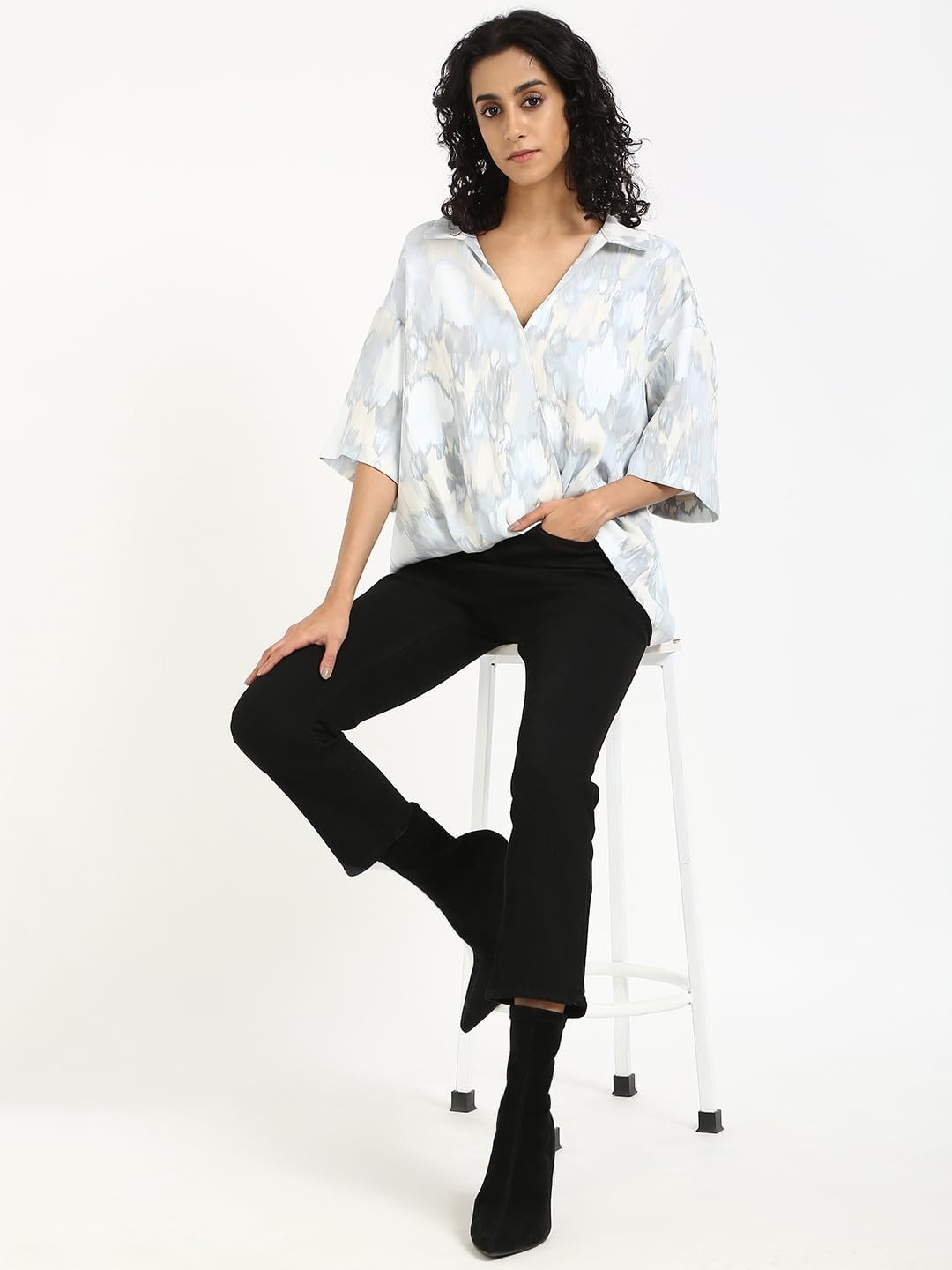 image:imageCalvin Klein Womens Crepe Printed Wrap TopBeige