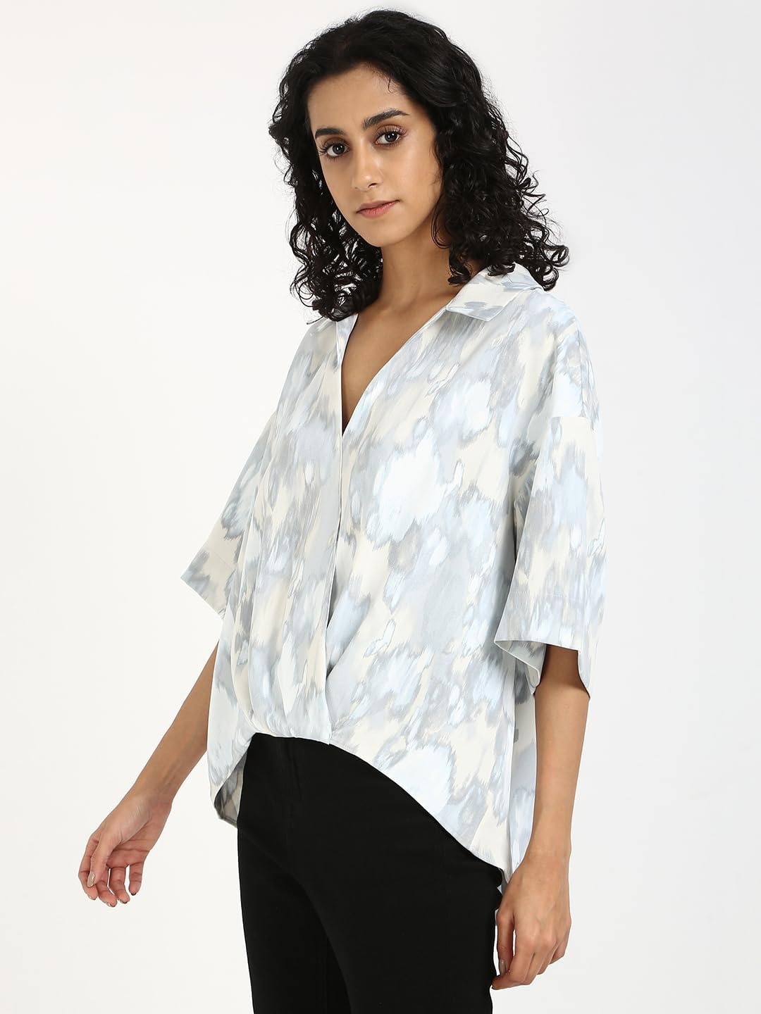 image:imageCalvin Klein Womens Crepe Printed Wrap TopBeige