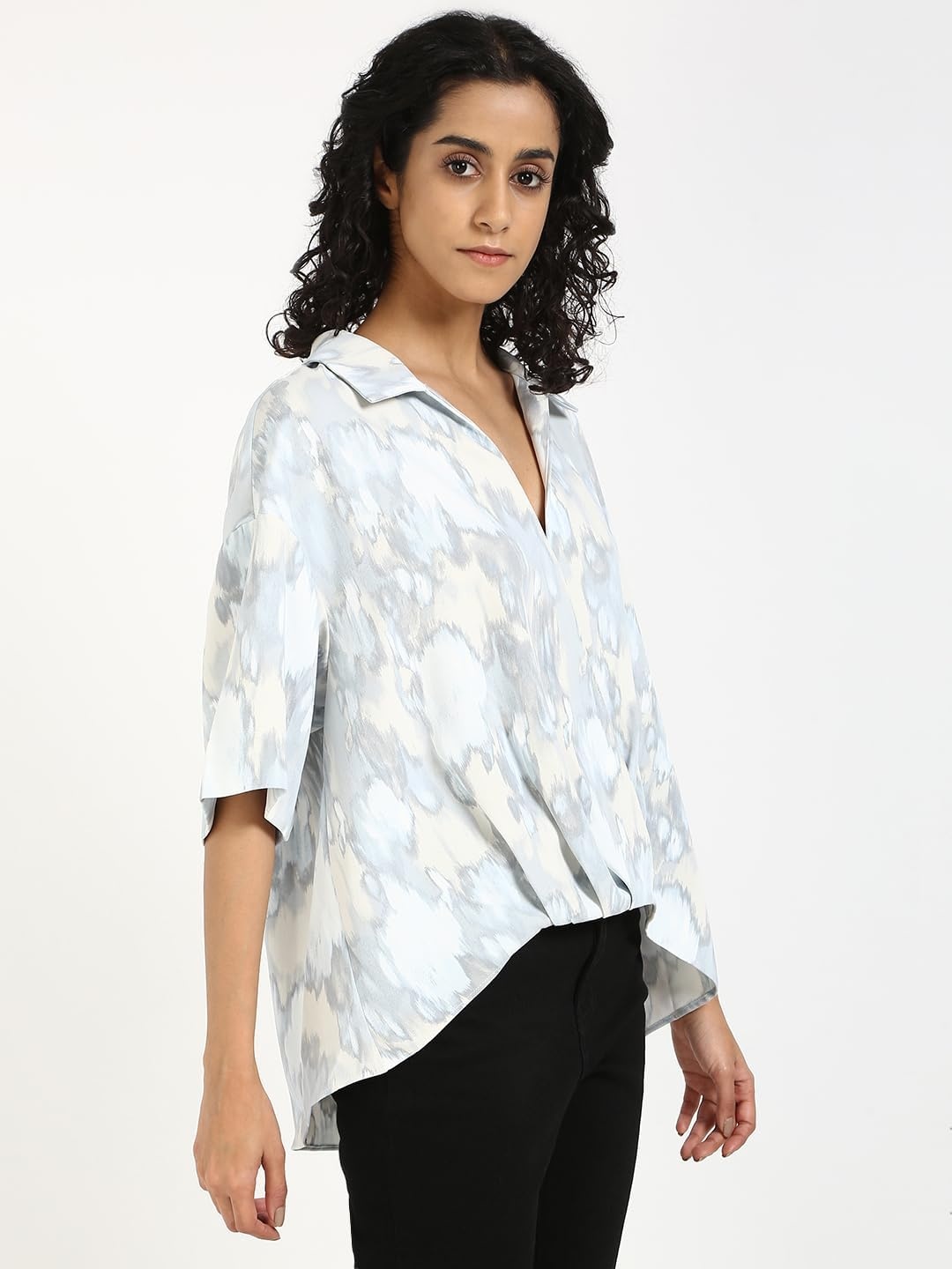 image:imageCalvin Klein Womens Crepe Printed Wrap TopBeige