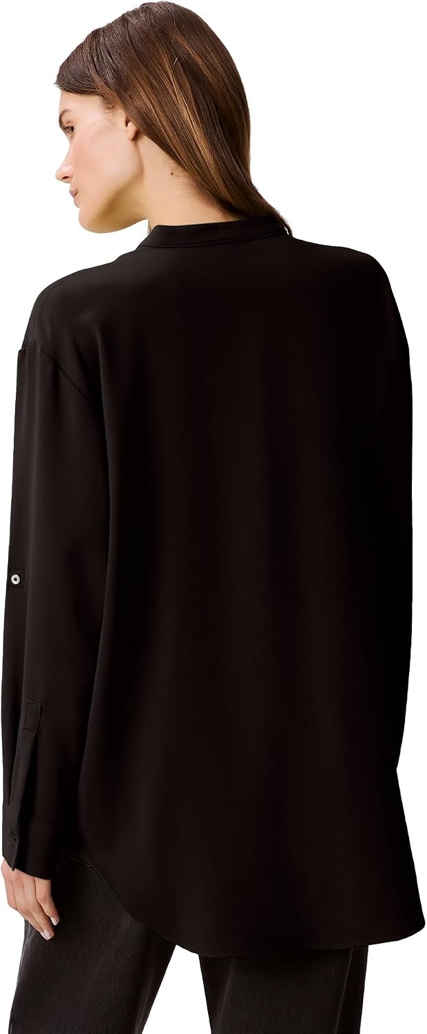 image:imageCalvin Klein Womens Crepe Relaxed ButtonDown ShirtBlack