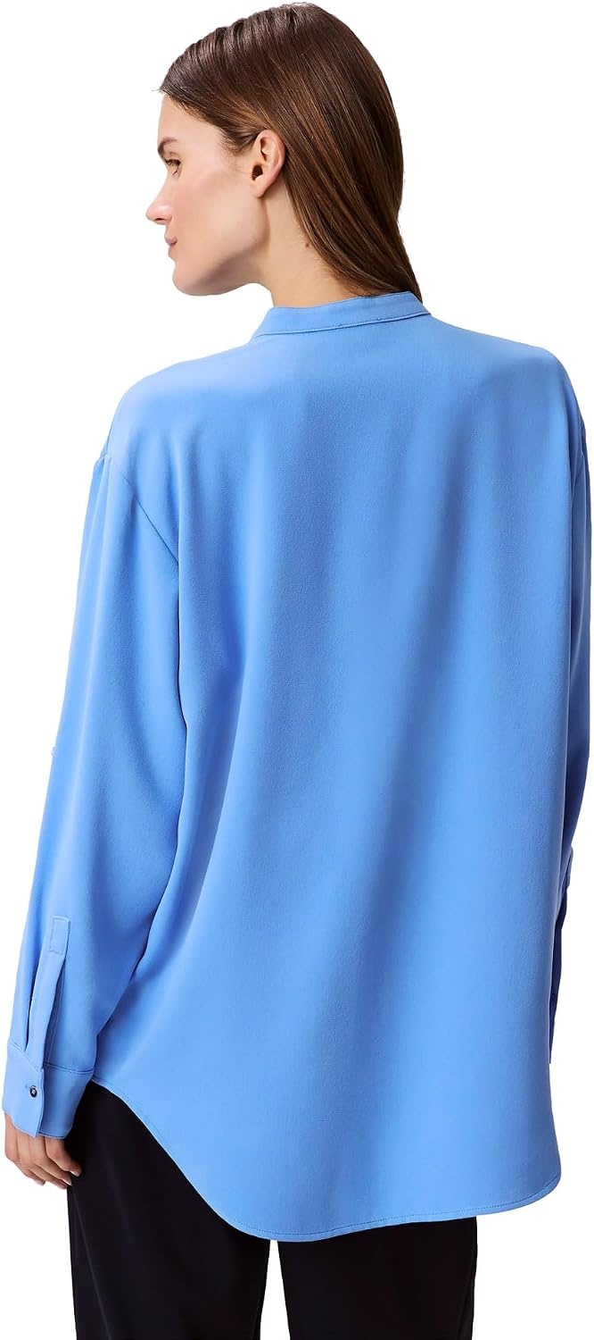 image:imageCalvin Klein Womens Crepe Relaxed ButtonDown ShirtBlue Foil