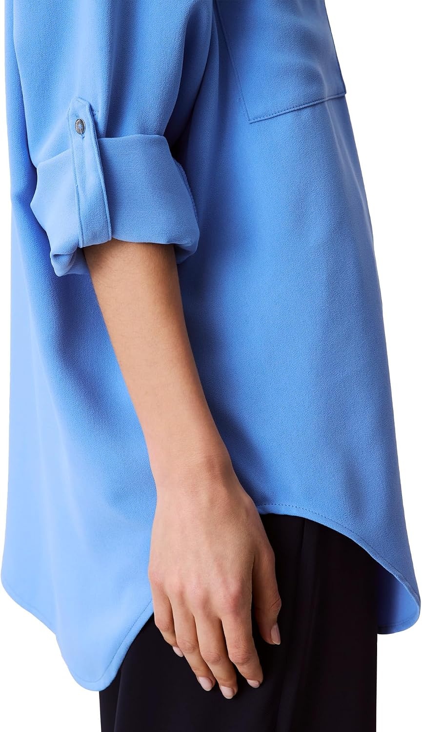 image:imageCalvin Klein Womens Crepe Relaxed ButtonDown ShirtBlue Foil