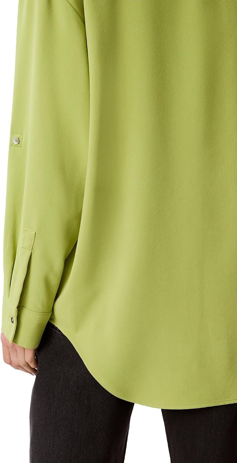 image:imageCalvin Klein Womens Crepe Relaxed ButtonDown ShirtDark Citron