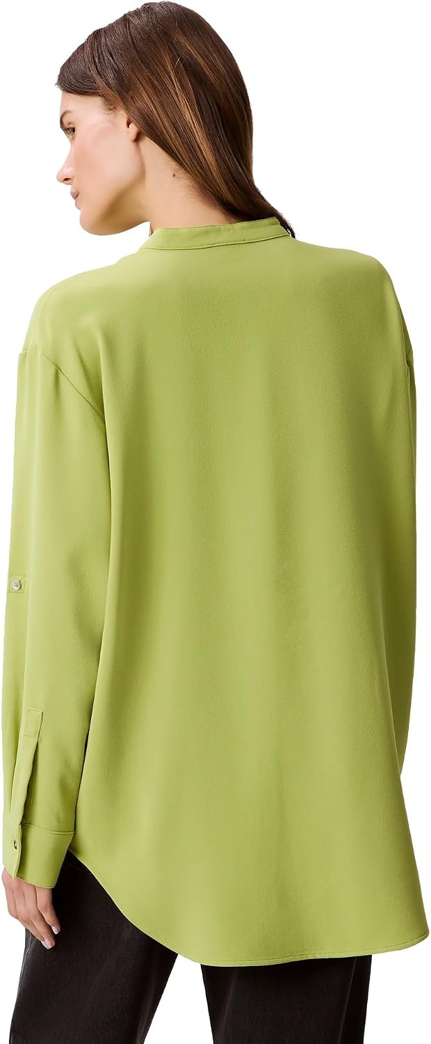 image:imageCalvin Klein Womens Crepe Relaxed ButtonDown ShirtDark Citron