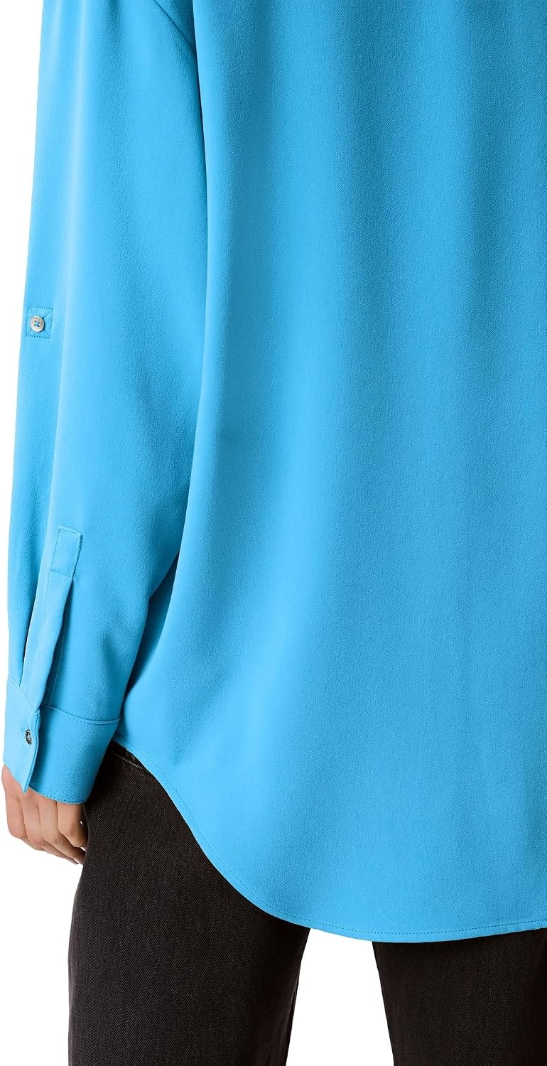 image:imageCalvin Klein Womens Crepe Relaxed ButtonDown ShirtEthereal Blue