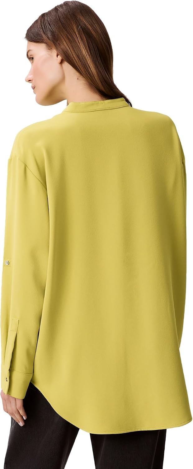 image:imageCalvin Klein Womens Crepe Relaxed ButtonDown ShirtWarm Olive