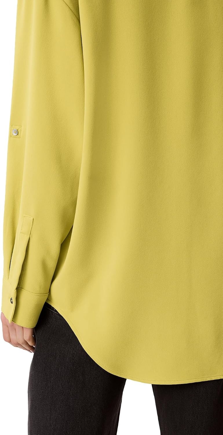 image:imageCalvin Klein Womens Crepe Relaxed ButtonDown ShirtWarm Olive