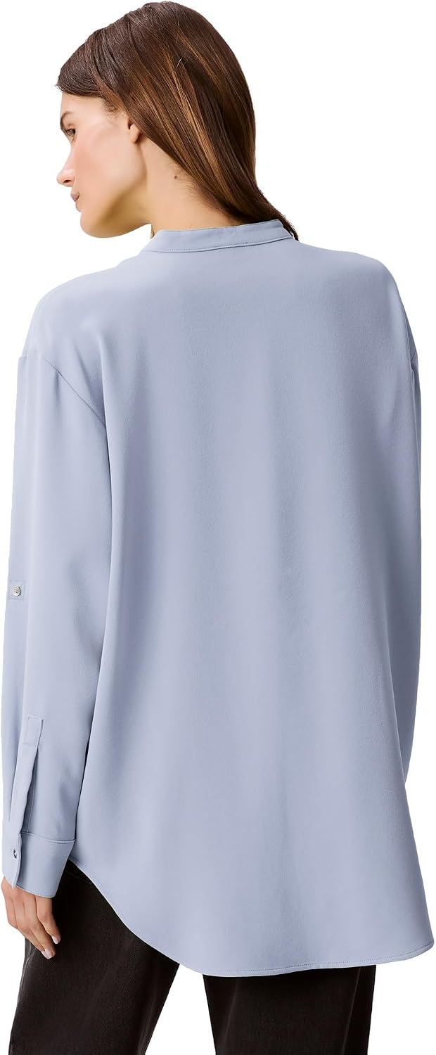 image:imageCalvin Klein Womens Crepe Relaxed ButtonDown ShirtZen Blue