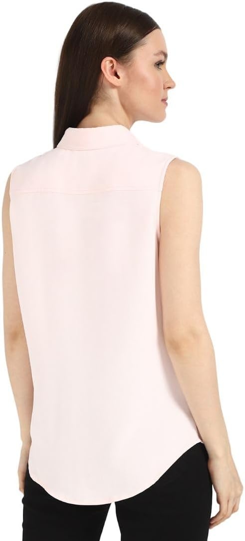 image:imageCalvin Klein Womens Crepe Sleeveless ButtonDown TopPearl