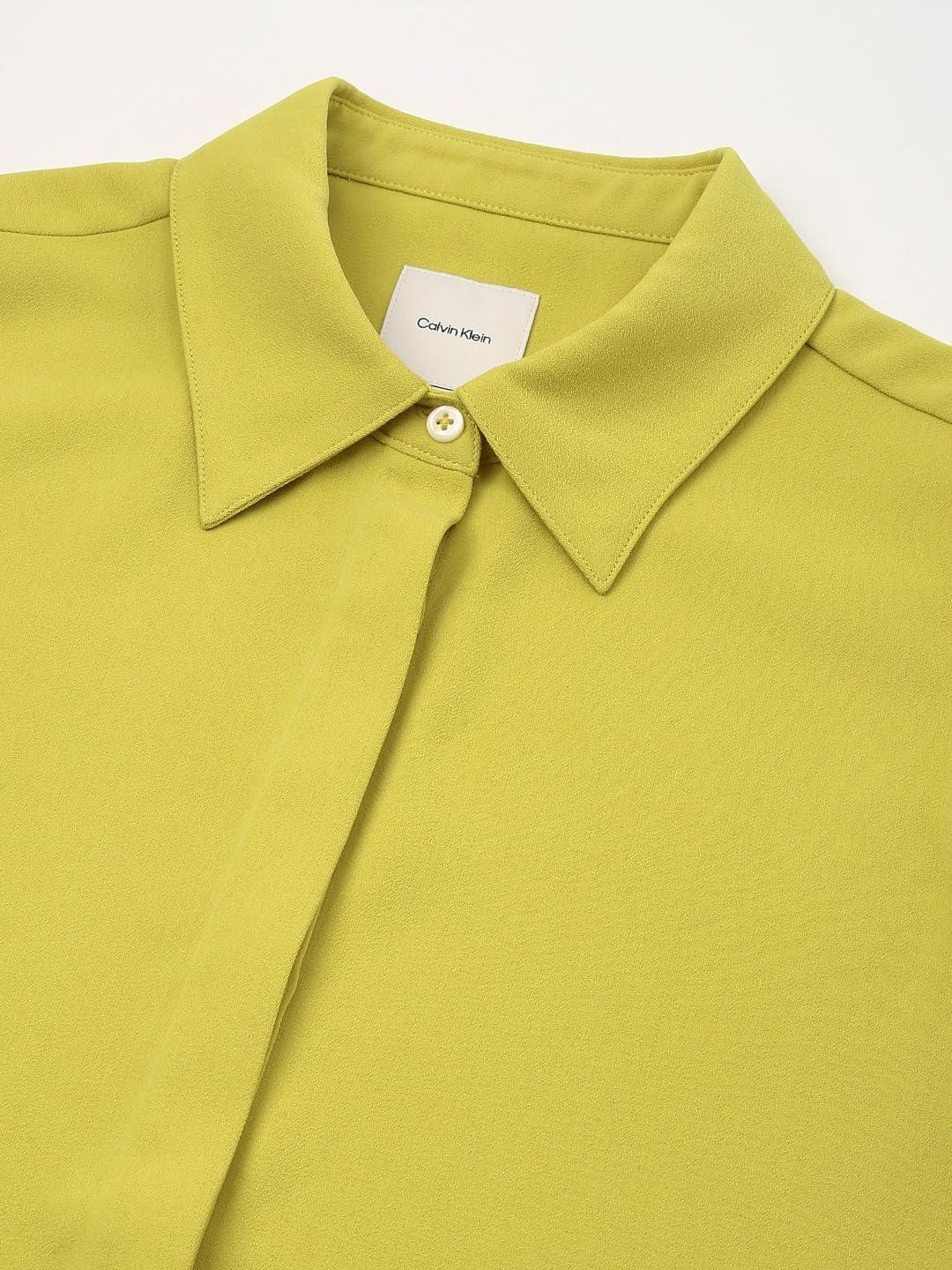 image:imageCalvin Klein Womens Crepe Sleeveless ButtonDown TopYellow