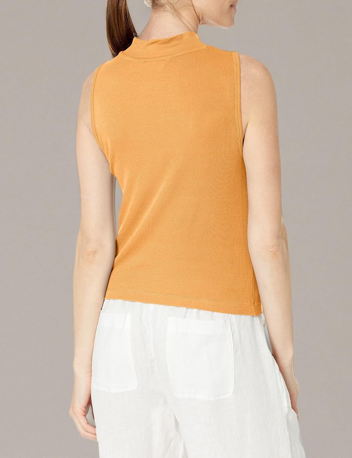 image:imageCalvin Klein Womens Everyday Embrodery Monogram Cropped SS Short Sleeve Mock NeckSunset