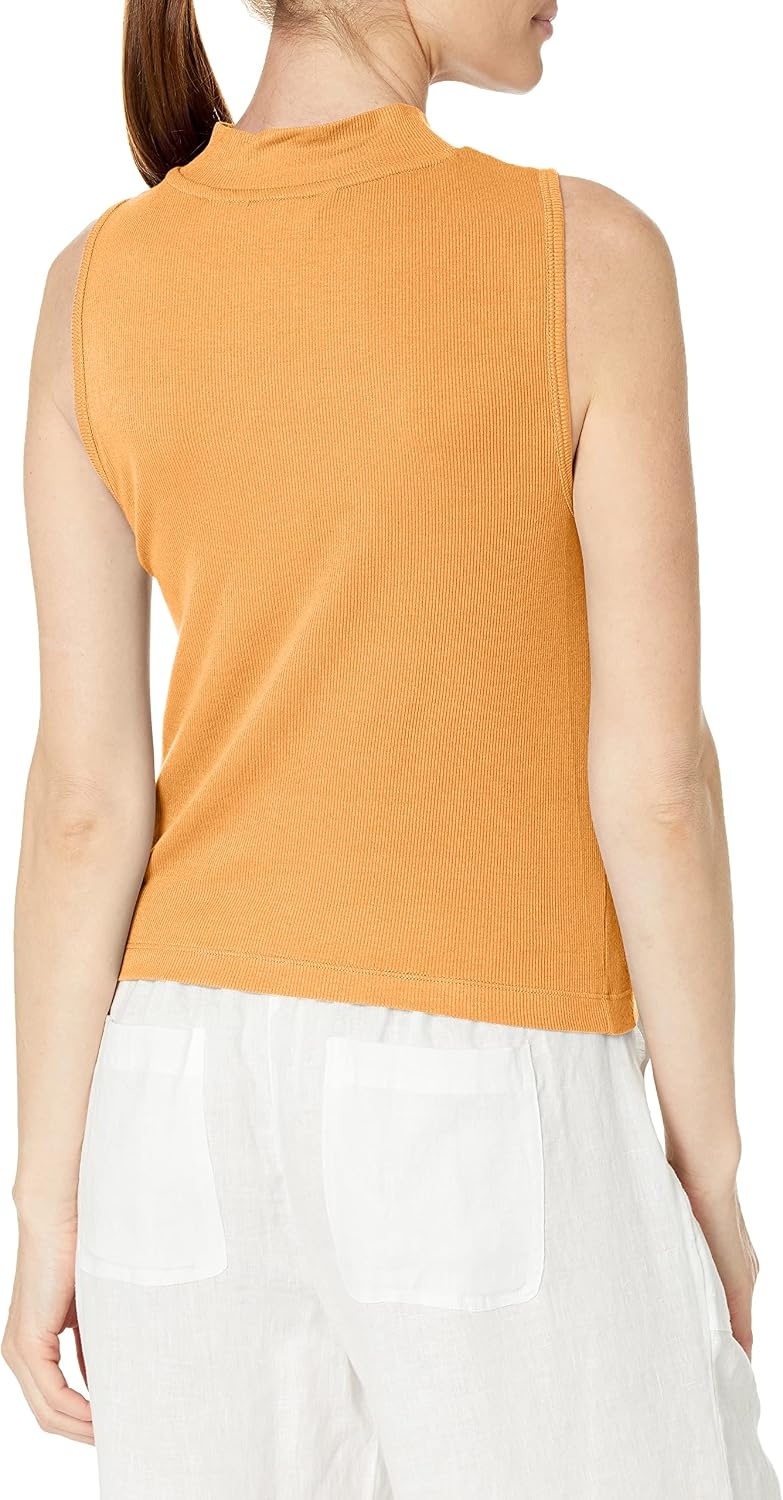 image:imageCalvin Klein Womens Everyday Embrodery Monogram Cropped SS Short Sleeve Mock NeckSunset
