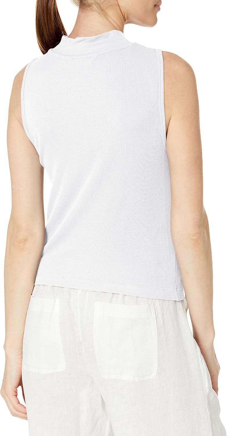 image:imageCalvin Klein Womens Everyday Embrodery Monogram Cropped SS Short Sleeve Mock NeckWhite