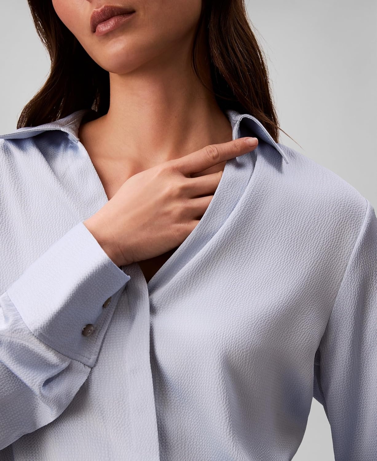 image:imageCalvin Klein Womens Hammered Satin Fitted Shirt