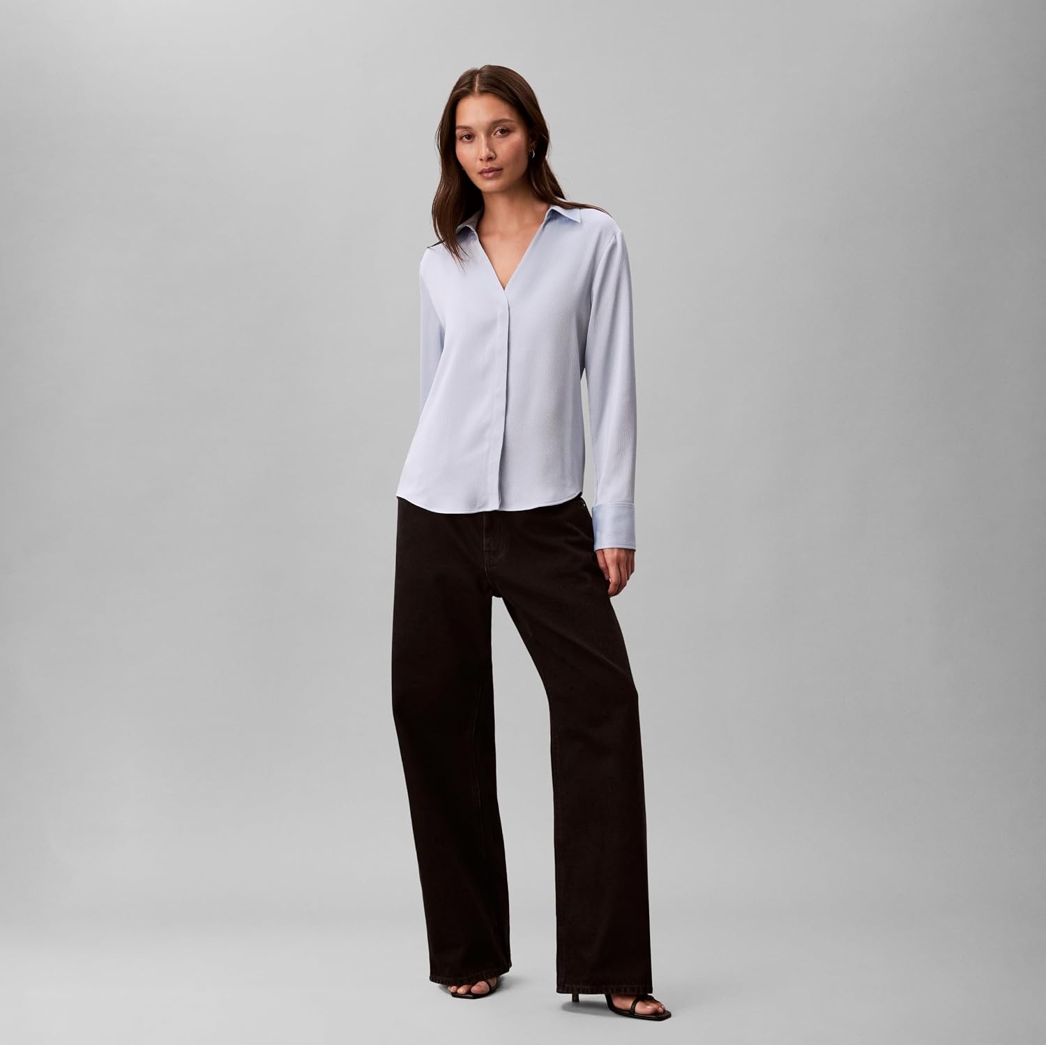image:imageCalvin Klein Womens Hammered Satin Fitted Shirt