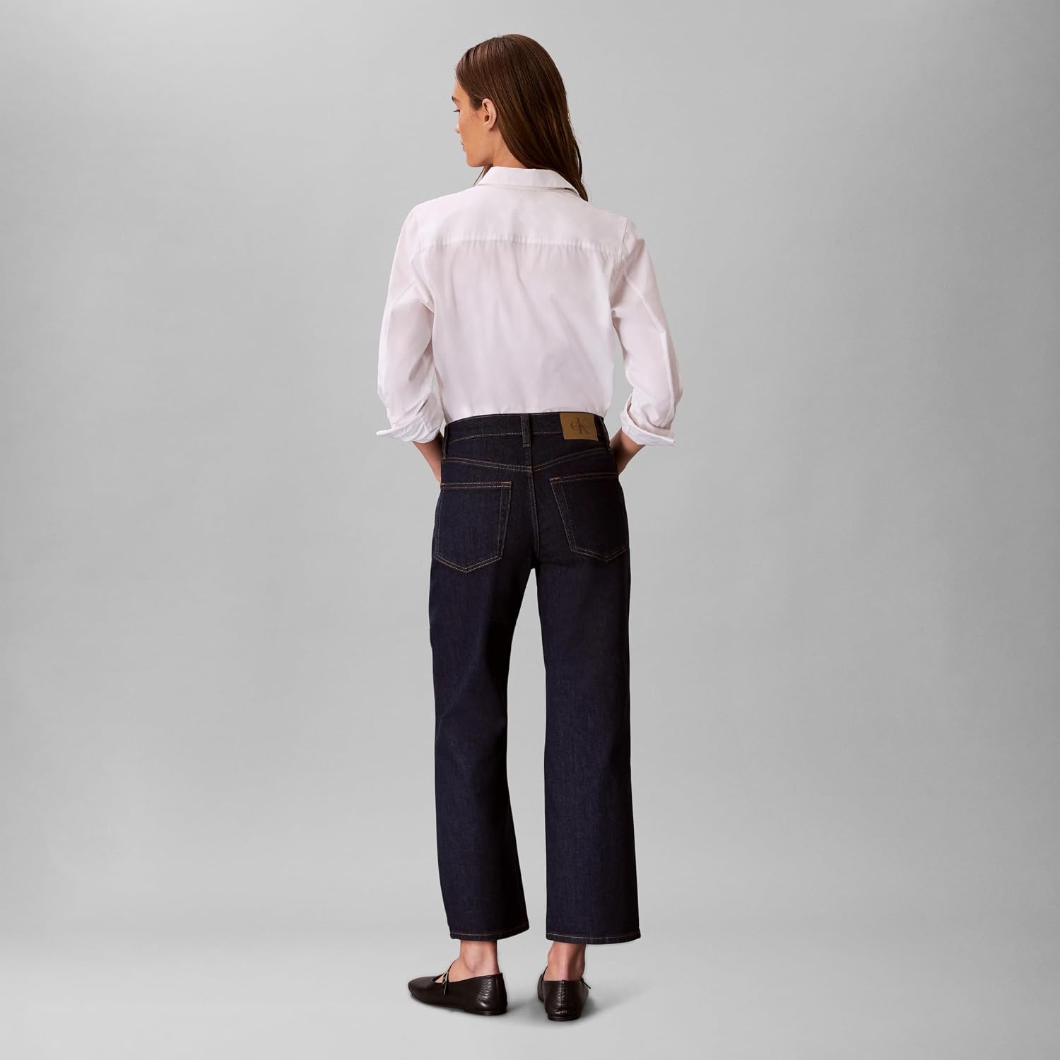 image:imageCalvin Klein Womens High Rise Ankle Bootcut JeansRinse Wash