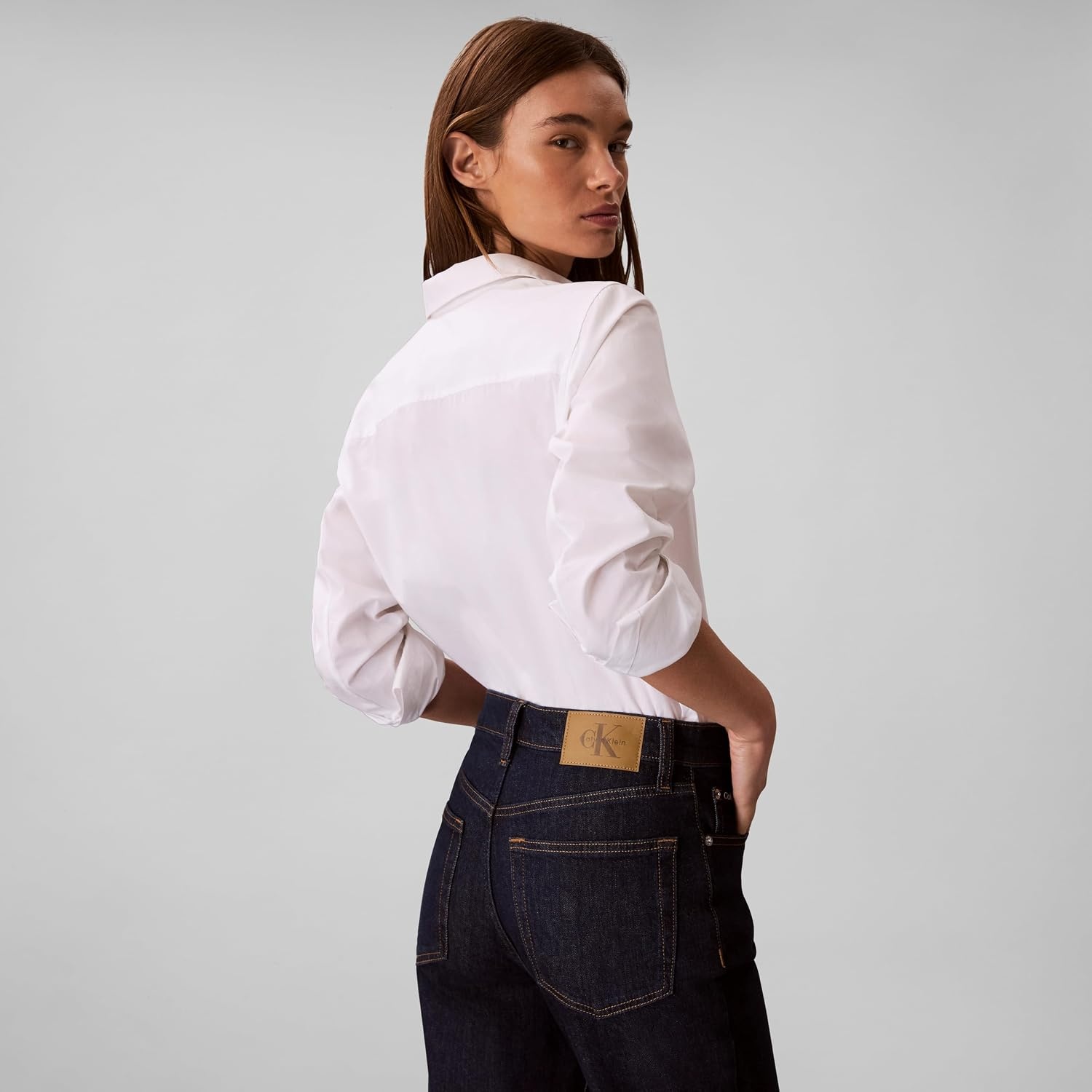 image:imageCalvin Klein Womens High Rise Ankle Bootcut JeansRinse Wash