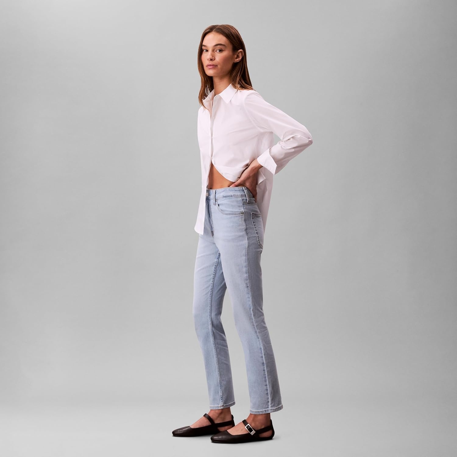 image:imageCalvin Klein Womens High Rise Slim Fit JeansBlue Rain