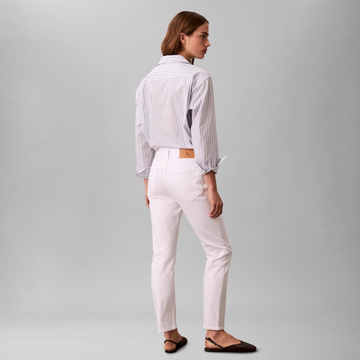image:imageCalvin Klein Womens High Rise Slim Fit JeansOptic White