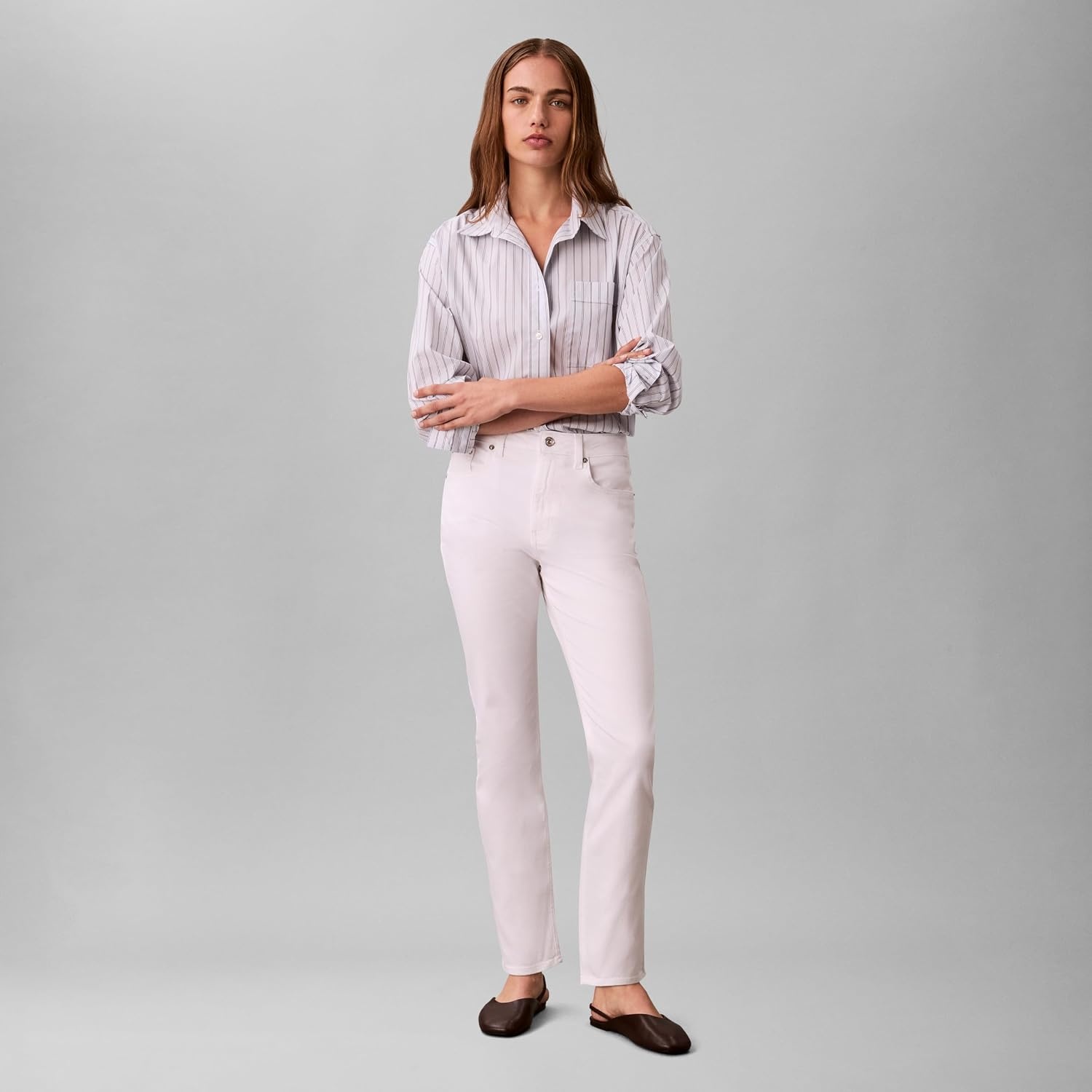 image:imageCalvin Klein Womens High Rise Slim Fit JeansOptic White